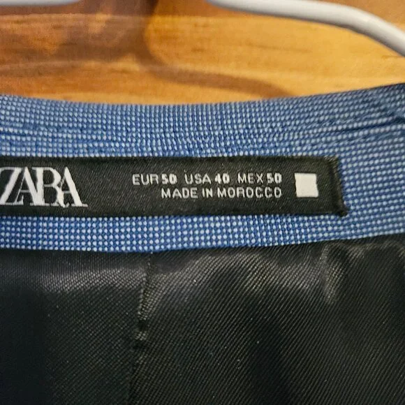NWT Zara Men's Suit Jacket Blazer Blue - Picture 2 of 6